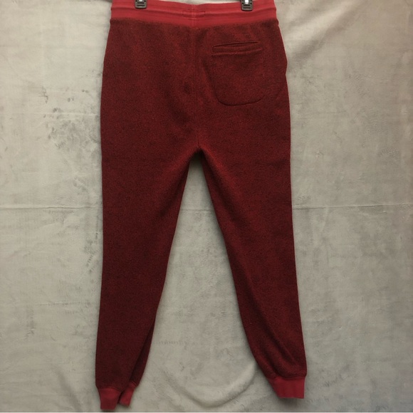 Aeropostale Men’s Heathered Fleece Joggers Sweatpants Maroon Red Black Medium - Picture 2 of 11